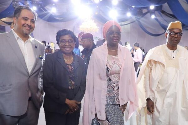 L-R; Chairman of SAM Pharmaceutical Limited, Mr Amit Bhojwani, Director General, National Agency for Food and Drug Administration and Control, NAFDAC, Professor Christianah Mojisola Adeyeye, Deputy Governor of Ogun State, Engr. Mrs. Noimot Salako- Oyedele, Minister of State for Health, Dr. Isiaka Salako