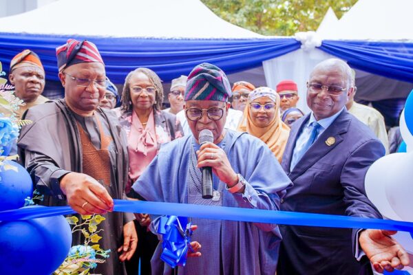 L-R: Professor Abiodun Mary Odukoya, Director Maritime Studies University of Lagos (UNILAG); Director General, Nigerian Maritime Administration and Safety Agency, NIMASA; Dr. Dayo Mobereola; Permanent Secretary, Federal Ministry of Marine & Blue Economy; Mrs. Fatima Sugra; Minister of Marine & Blue Economy; His Excellency Adegboyega Oyetola, CON; Pro Chancellor and Chairman, Governing Council, University of Lagos (UNILAG); Chief Wole Olanipekun, SAN, OFR and Vice Chancellor, UNILAG, Professor Folasade Tolulope Ogunsola, OON, FAS during the commissioning of the Institute of Maritime Studies of UNILAG donated by NIMASA.